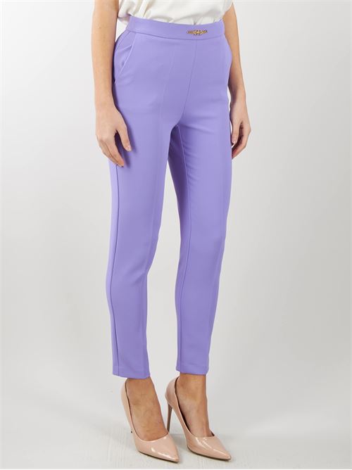 Straight stretch crepe trousers with horsebit Elisabetta Franchi ELISABETTA FRANCHI | Trousers | PA02741E2AS6